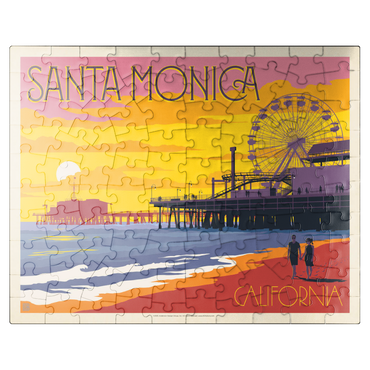 puzzleplate Santa Monica Pier: Sunset, Vintage Poster 100 Jigsaw Puzzle