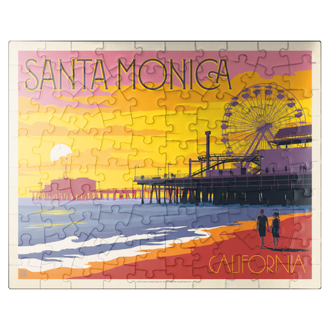 puzzleplate Santa Monica Pier: Sunset, Vintage Poster 100 Jigsaw Puzzle