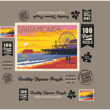 Santa Monica Pier: Sunset, Vintage Poster 100 Jigsaw Puzzle box 3D Modell