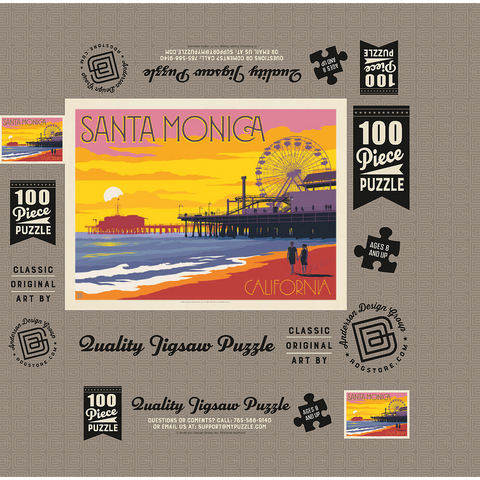 Santa Monica Pier: Sunset, Vintage Poster 100 Jigsaw Puzzle box 3D Modell