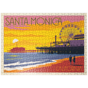 puzzleplate Santa Monica Pier: Sunset, Vintage Poster 500 Jigsaw Puzzle