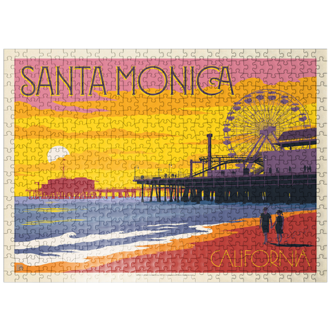 puzzleplate Santa Monica Pier: Sunset, Vintage Poster 500 Jigsaw Puzzle