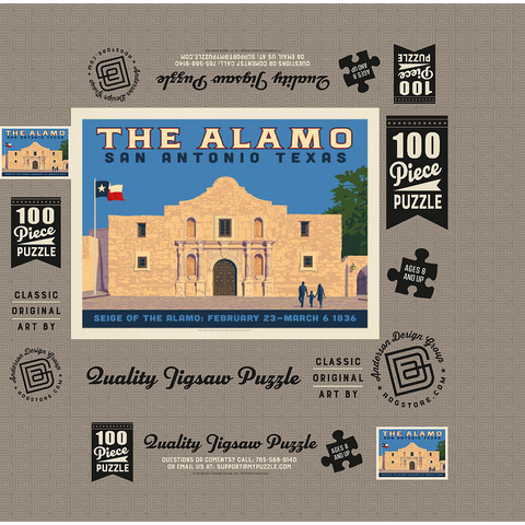 San Antonio, TX: The Alamo (Horizontal) 100 Jigsaw Puzzle box 3D Modell