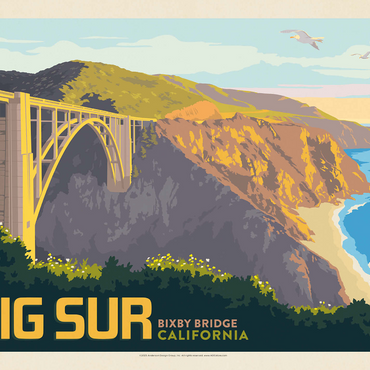 Big Sur, California: Bixby Bridge, Vintage Poster 1000 Jigsaw Puzzle 3D Modell