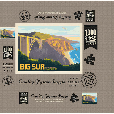 Big Sur, California: Bixby Bridge, Vintage Poster 1000 Jigsaw Puzzle box 3D Modell