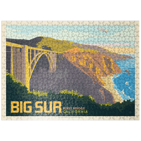 puzzleplate Big Sur, California: Bixby Bridge, Vintage Poster 500 Jigsaw Puzzle