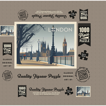 England: London (Horizontal) 1000 Jigsaw Puzzle box 3D Modell