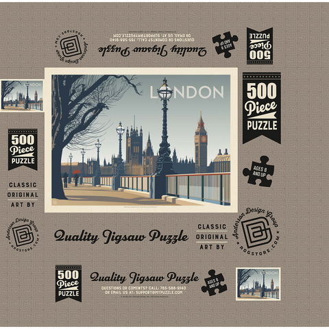 England: London (Horizontal) 500 Jigsaw Puzzle box 3D Modell