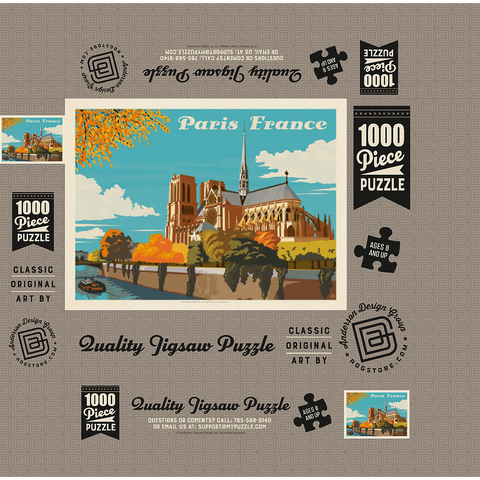 France: Paris, Notre Dame (Horizontal) 1000 Jigsaw Puzzle box 3D Modell