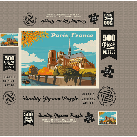 France: Paris, Notre Dame (Horizontal) 500 Jigsaw Puzzle box 3D Modell