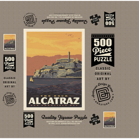 Alcatraz Island, CA, Vintage Poster 500 Jigsaw Puzzle box 3D Modell