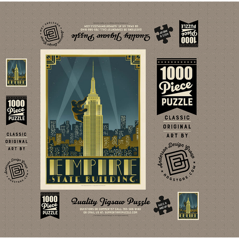 New York City: Empire State Building, Vintage Poster 1000 Jigsaw Puzzle box 3D Modell