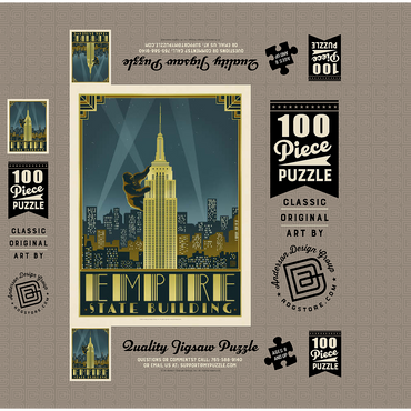 New York City: Empire State Building, Vintage Poster 100 Jigsaw Puzzle box 3D Modell