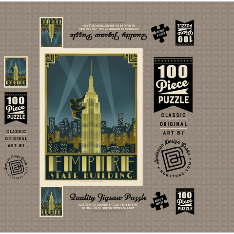New York City: Empire State Building, Vintage Poster 100 Jigsaw Puzzle box 3D Modell