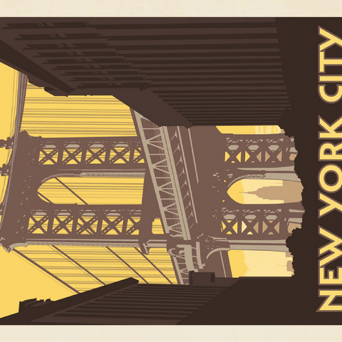 New York City: Manhattan Bridge, Vintage Poster 100 Jigsaw Puzzle 3D Modell