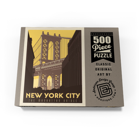 New York City: Manhattan Bridge, Vintage Poster 500 Jigsaw Puzzle box view3