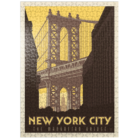 puzzleplate New York City: Manhattan Bridge, Vintage Poster 500 Jigsaw Puzzle