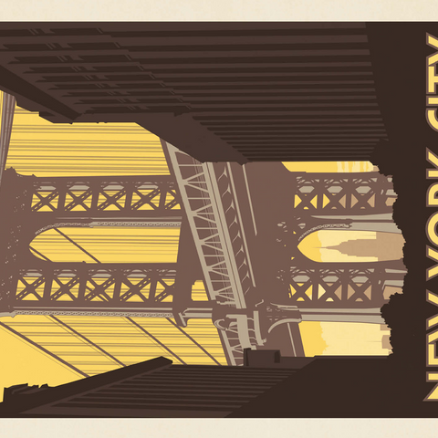 New York City: Manhattan Bridge, Vintage Poster 500 Jigsaw Puzzle 3D Modell