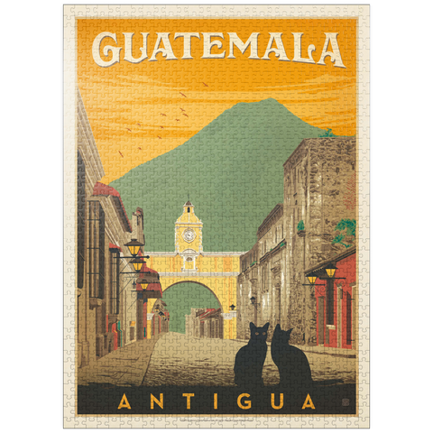 puzzleplate Guatemala: Antigua Street Scene, Vintage Poster 1000 Jigsaw Puzzle