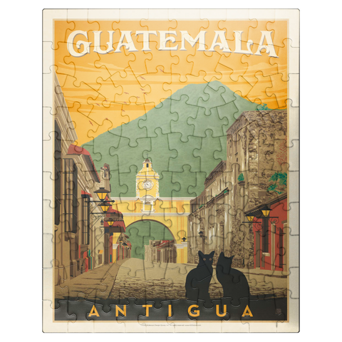 puzzleplate Guatemala: Antigua Street Scene, Vintage Poster 100 Jigsaw Puzzle