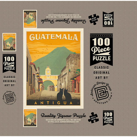 Guatemala: Antigua Street Scene, Vintage Poster 100 Jigsaw Puzzle box 3D Modell