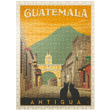 puzzleplate Guatemala: Antigua Street Scene, Vintage Poster 500 Jigsaw Puzzle