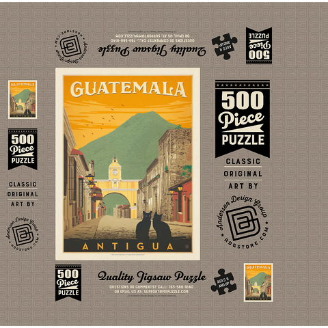 Guatemala: Antigua Street Scene, Vintage Poster 500 Jigsaw Puzzle box 3D Modell