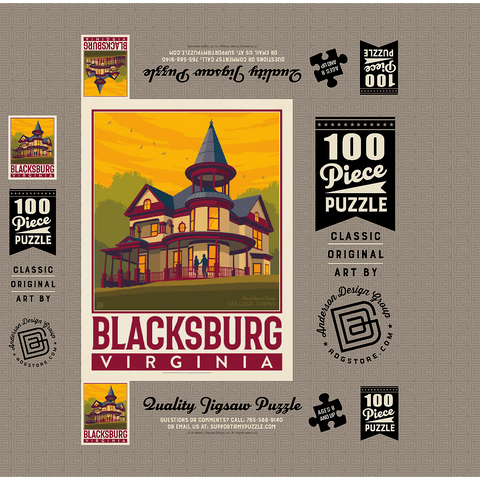 American College Towns: Blacksburg, VA 100 Jigsaw Puzzle box 3D Modell