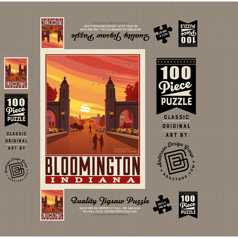 American College Towns: Bloomington, IN 100 Jigsaw Puzzle box 3D Modell