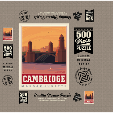 American College Towns: Cambridge, MA 500 Jigsaw Puzzle box 3D Modell