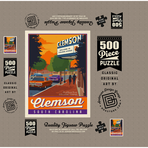 American College Towns: Clemson, SC 500 Jigsaw Puzzle box 3D Modell