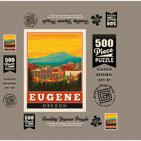 American College Towns: Eugene, Oregon 500 Jigsaw Puzzle box 3D Modell