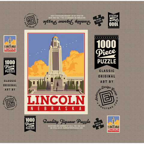 American College Towns: Lincoln, NE 1000 Jigsaw Puzzle box 3D Modell