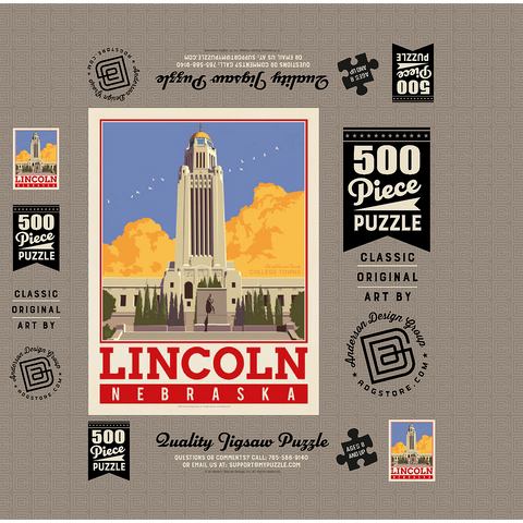 American College Towns: Lincoln, NE 500 Jigsaw Puzzle box 3D Modell