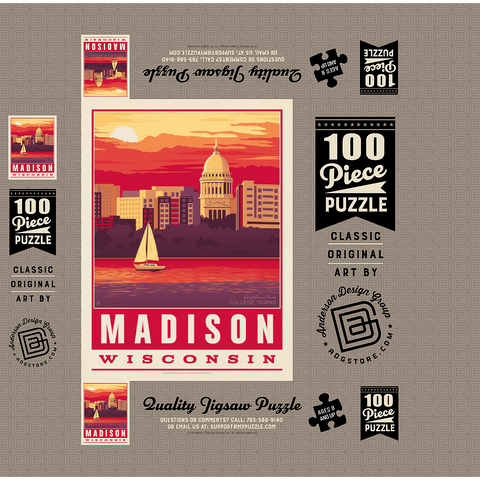 American College Towns: Madison, WI 100 Jigsaw Puzzle box 3D Modell
