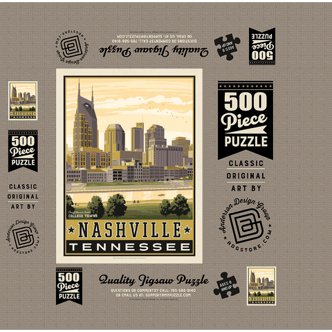 American College Towns: Nashville, TN 500 Jigsaw Puzzle box 3D Modell