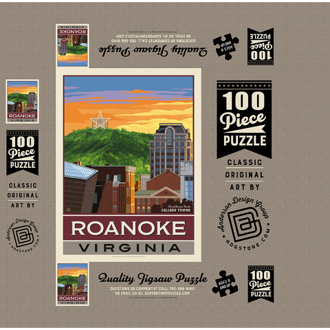 American College Towns: Roanoke, VA 100 Jigsaw Puzzle box 3D Modell