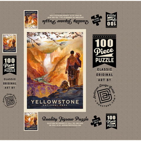 Yellowstone National Park: Yellowstone Falls 100 Jigsaw Puzzle box 3D Modell