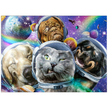 puzzleplate Astronaut Pet Selfie, Space Cat - Random Galaxy 1000 Jigsaw Puzzle