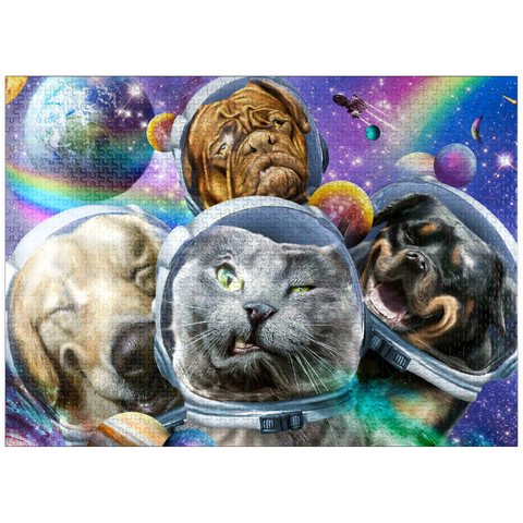 puzzleplate Astronaut Pet Selfie, Space Cat - Random Galaxy 1000 Jigsaw Puzzle