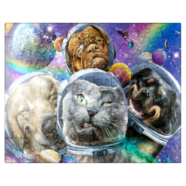 puzzleplate Astronaut Pet Selfie, Space Cat - Random Galaxy 100 Jigsaw Puzzle