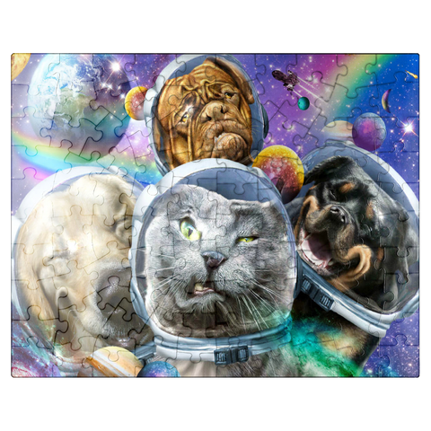 puzzleplate Astronaut Pet Selfie, Space Cat - Random Galaxy 100 Jigsaw Puzzle