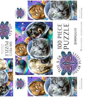 Astronaut Pet Selfie, Space Cat - Random Galaxy 100 Jigsaw Puzzle box 3D Modell