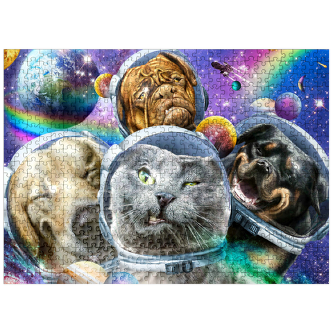 puzzleplate Astronaut Pet Selfie, Space Cat - Random Galaxy 500 Jigsaw Puzzle