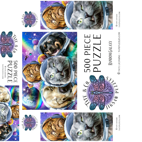 Astronaut Pet Selfie, Space Cat - Random Galaxy 500 Jigsaw Puzzle box 3D Modell