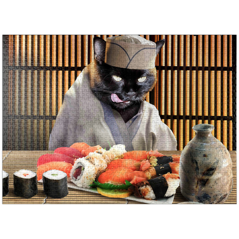 puzzleplate Black Cat Chef, Sushi Ramen - Random Galaxy 1000 Jigsaw Puzzle