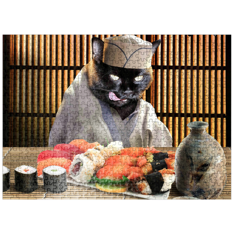 puzzleplate Black Cat Chef, Sushi Ramen - Random Galaxy 500 Jigsaw Puzzle