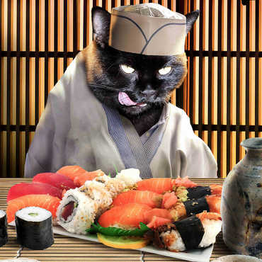 Black Cat Chef, Sushi Ramen - Random Galaxy 500 Jigsaw Puzzle 3D Modell