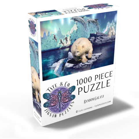 Polar Bear and Dolphin, Northern Lights - Random Galaxy 1000 Jigsaw Puzzle box view2
