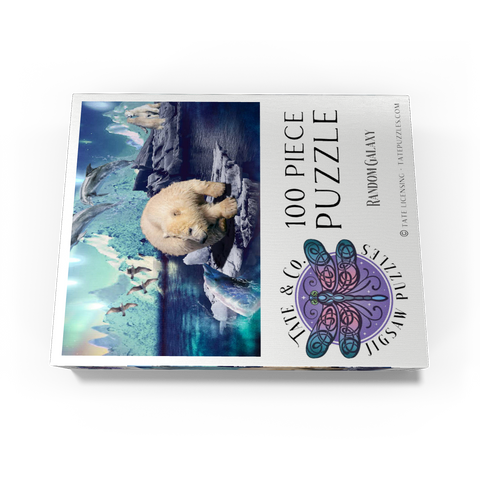 Polar Bear and Dolphin, Northern Lights - Random Galaxy 100 Jigsaw Puzzle box view3